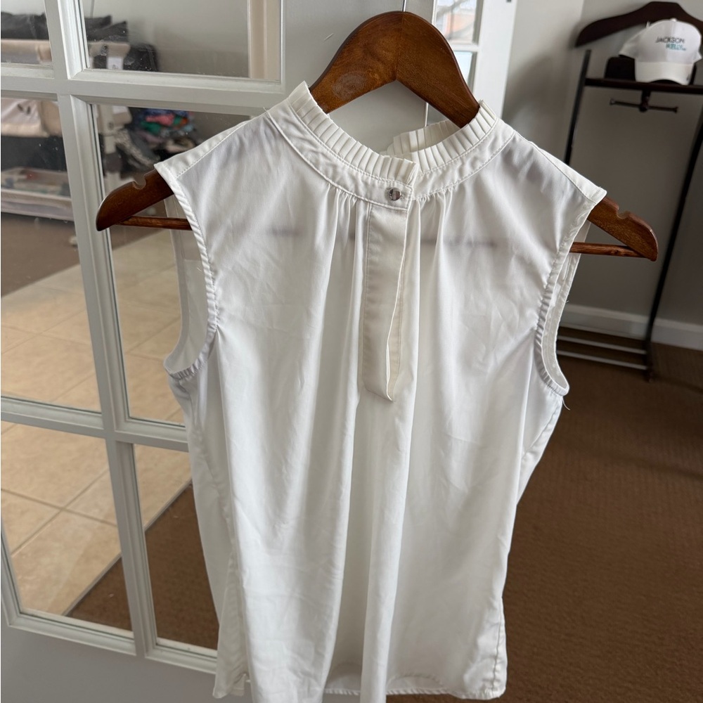 Elie Tahari White Sleeveless Blouse
